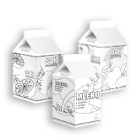 ZESTAW napojów: soki i mleko – 3 pudełka-kolorowanki do złożenia – PDF do pobrania