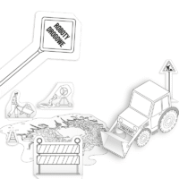 ZESTAW “ROBOTY DROGOWE” do zabawy w miasto – kolorowanka – PDF do pobrania