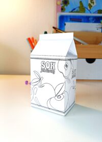 SOK JABŁKOWY – pudełko 3D do pokolorowania i do Zabawy w Sklep