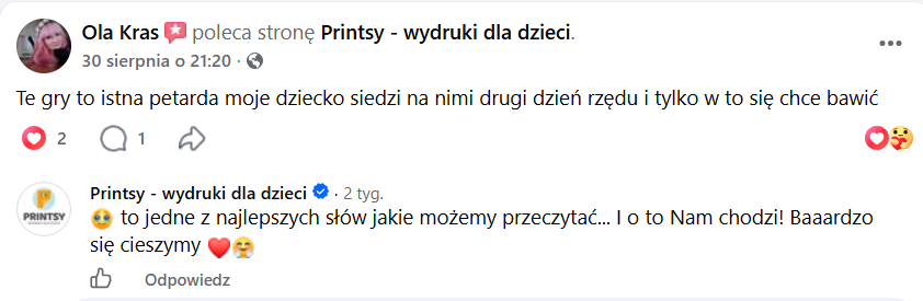 Autentyczna opinia klientki PRINTSY
