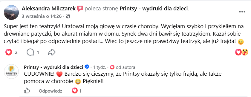 Autentyczna opinia klientki PRINTSY