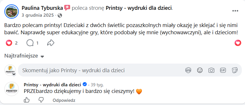 Autentyczna opinia klientki PRINTSY